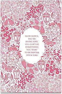 Balsuka Slow Down You're Doing Fine Music Posters Motivational Quote Pink Wall Art Vintage Floral Positive Daily Reminder Song Lyrics Canvas Print Aesthetic Office Home Decor 8x12inch Unframed