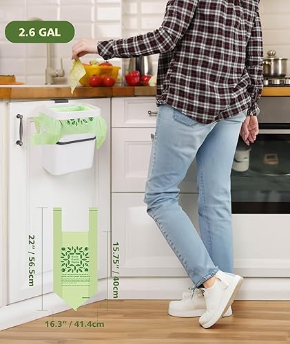 Miniatura 9 de AYOTEE Bolsas de basura pequeñas de 4 galones con asas 100 unidades de bolsas de basura de compostaje de 4 galones bolsas de basura pequeñas fuertes