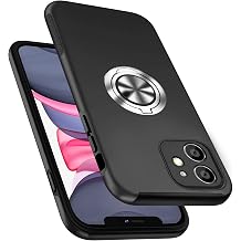 Shockproof Case for iPhone 11 6.1 inch, [Built-in Camera Cover] Military Grade Phone Case Cover with Embedded Metal Ring Stand Kickstand [Support Magnetic Car Holder] for iPhone 11, Black