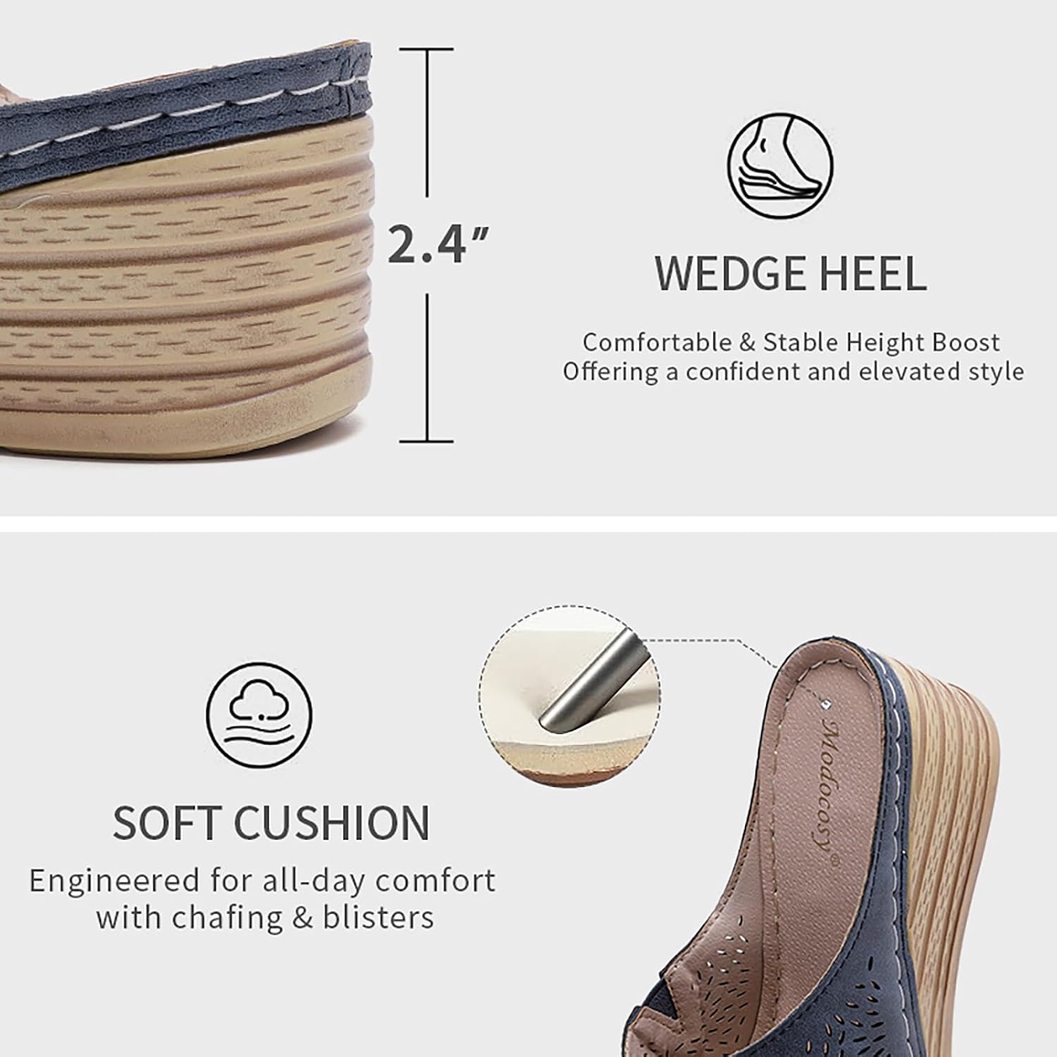 Women's Platform & Wedge Sandals: Comfortable & Lightweight Low Heeled Summer Open Toe Casual Dressy Slip on Wide Width Sandals With Memory Foam Cushioned Footbed