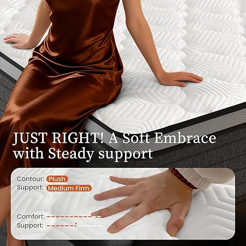 Miniatura 4 de Colchón King híbrido de espuma viscoelástica de gel tamaño King de 14 pulgadas en una caja, resorte bolsillo envuelto individualmente, soporte de