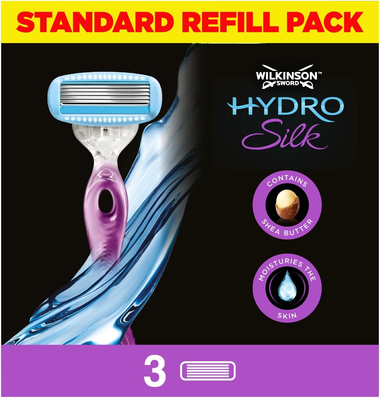 Wilkinson Sword Hydro Silk Razor Blades with Serum for Women, Pack of 3