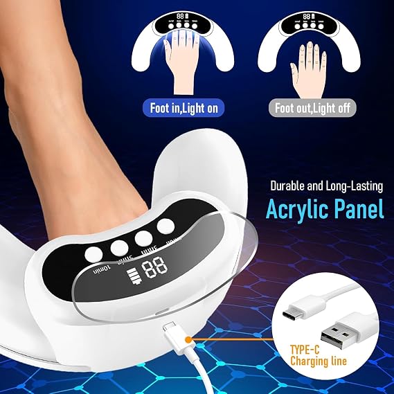 Nail Fungus Cleaning Light Device for Multiple Toenails & Fingernails,Foldable Nail Fungus Light Device, Suitable for Discolored and Thickened Toenails,Easy to Use at Home,Safe & Effective