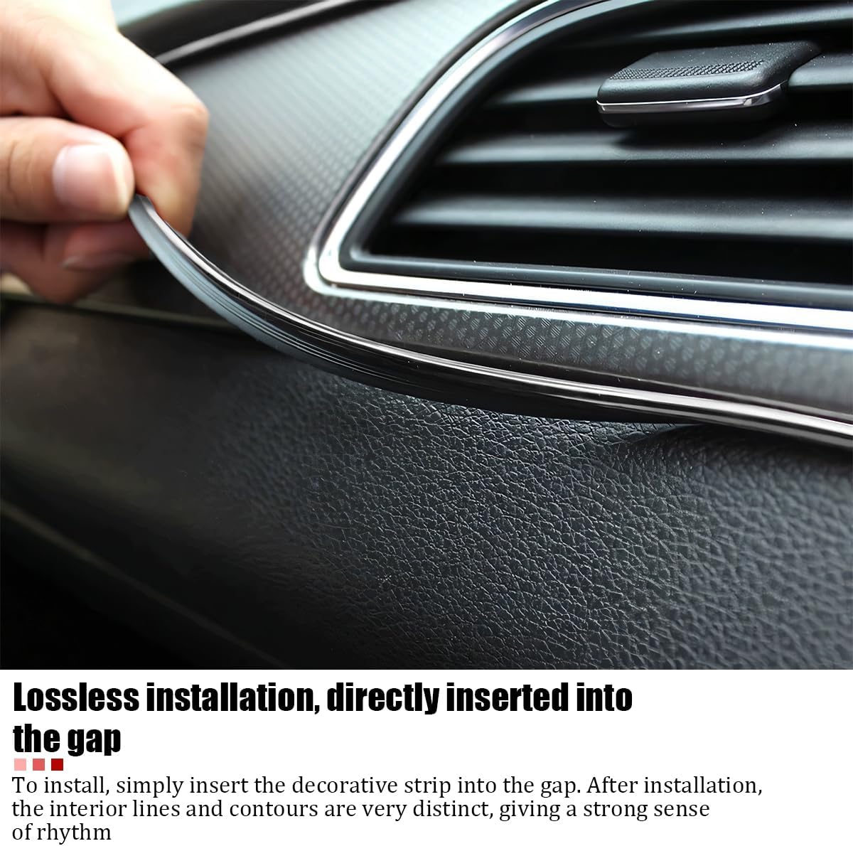 HZEL Car Interior Trim Strips, 33 FT Flexible Vehicle Air Conditioner Vent Outlet Door Dashboard Trim Strips, Auto Decorative Insert Molding Line, Universal for Automobile RV Truck (Carbon Fiber) image 4