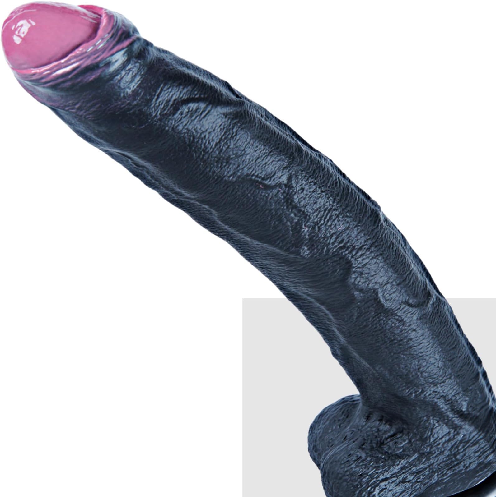13.6" Realistic Uncircumcised Giant Dildo, 2.2" Diameter Extra Thick Silicone Penis, Long Black Huge Dildo with Big Suction Cup,Wide Foreskin Design,Fat XXL for G-Spot Anal for Experienced