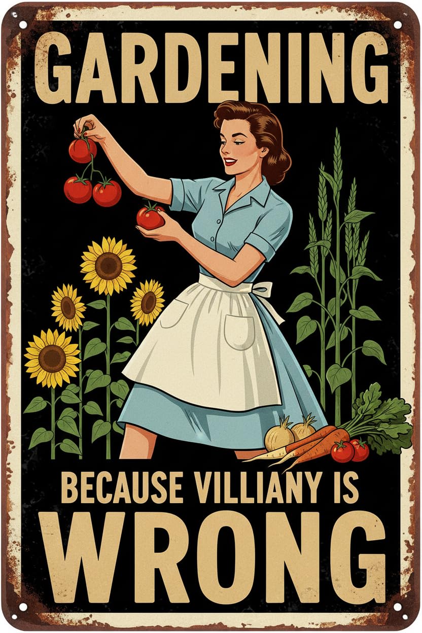 Vintage Metal Tin Sign Gardening Because Murder Is Wrong Tin Sign Metal Sign Rustic Garden Decor Outdoor Yard Sign For Gardeners Unique Gifts 8X12 Inch Custom Private Property Signs Outdoor