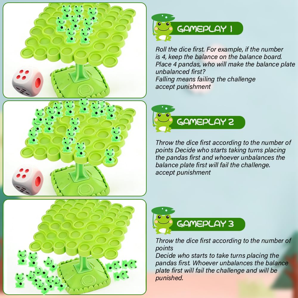 KUWUNG Balance Game Frog 48 PCS, Balance Board Game with Dice, Maths Games - Image 3