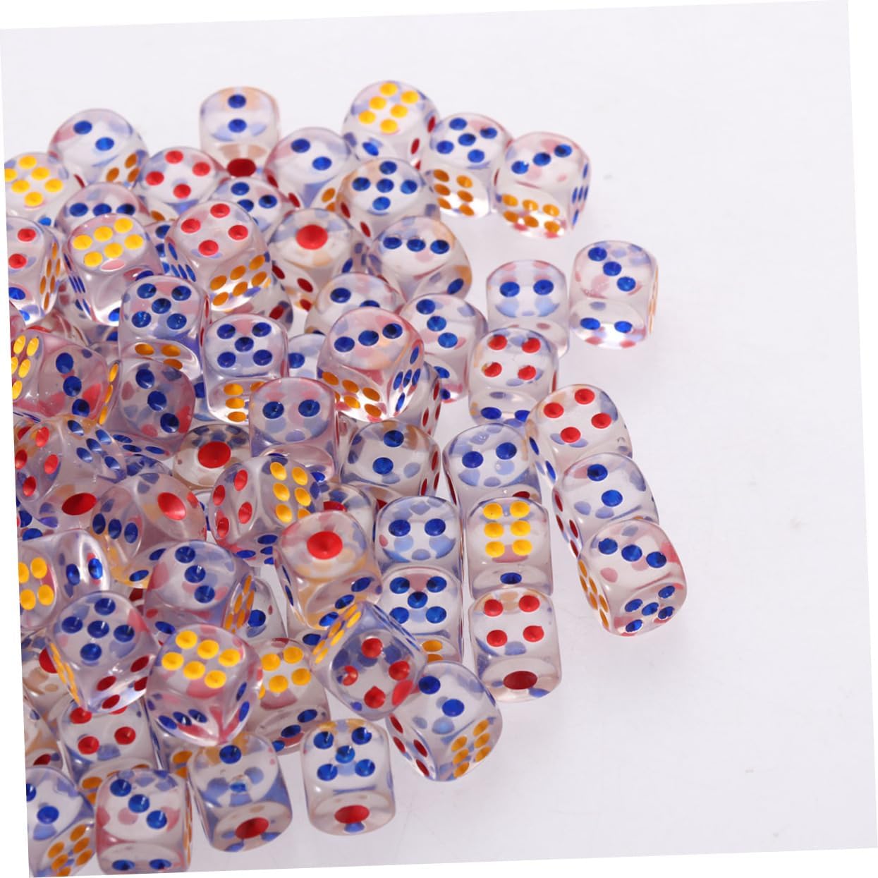 100 PCS Transparent 6 Sided Acrylic Gaming Dice Dice for KTV Party Bar Games and Farkle Assorted Colors for Fun and Entertainment