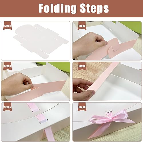 Miniatura 7 de WantGor Cajas de regalo con tapas, paquete de 10 cajas de papel kraft de 8 x 8 x 4 pulgadas para regalos, damas de honor, chocolate, cupcake,