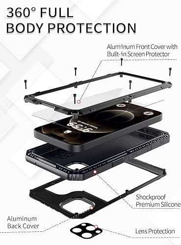 Miniatura 6 de Unitedtime - Funda impermeable para iPhone 12 Pro con protector de pantalla integrado, cuerpo completo, silicona dura, grado militar, a prueba de