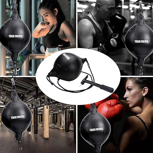 Miniatura 5 de TOCO FREIDO Bola de boxeo de doble extremo, bolsa de velocidad con niveles de dificultad Pelota refleja de boxeo con diadema, perfecta para 3 reflex