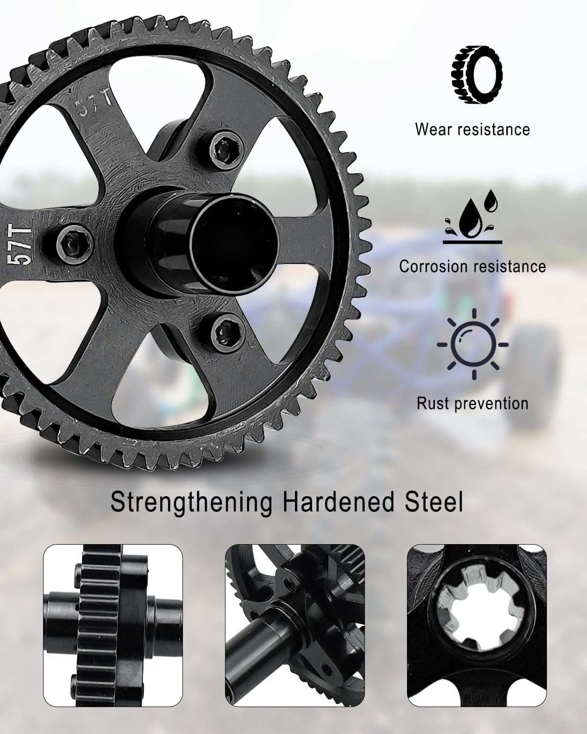 Steel 57T Slipper Clutch 0.8 Pitch Upgrades Part Fit for 1/10 Arrma Granite Senton Vorteks Big Rock 3S Kraton Outcast 4S 1/8 Typhon 3S Replace ARA310948, Metal Slipper Clutch Hop Ups, Black