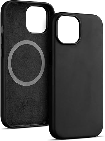 maogoam for iPhone 15 Case Leather, Genuine Crazy Horse Leather Case for iPhone 15 6.1",Compatible with MagSafe, Indiana-Jones Style, Black