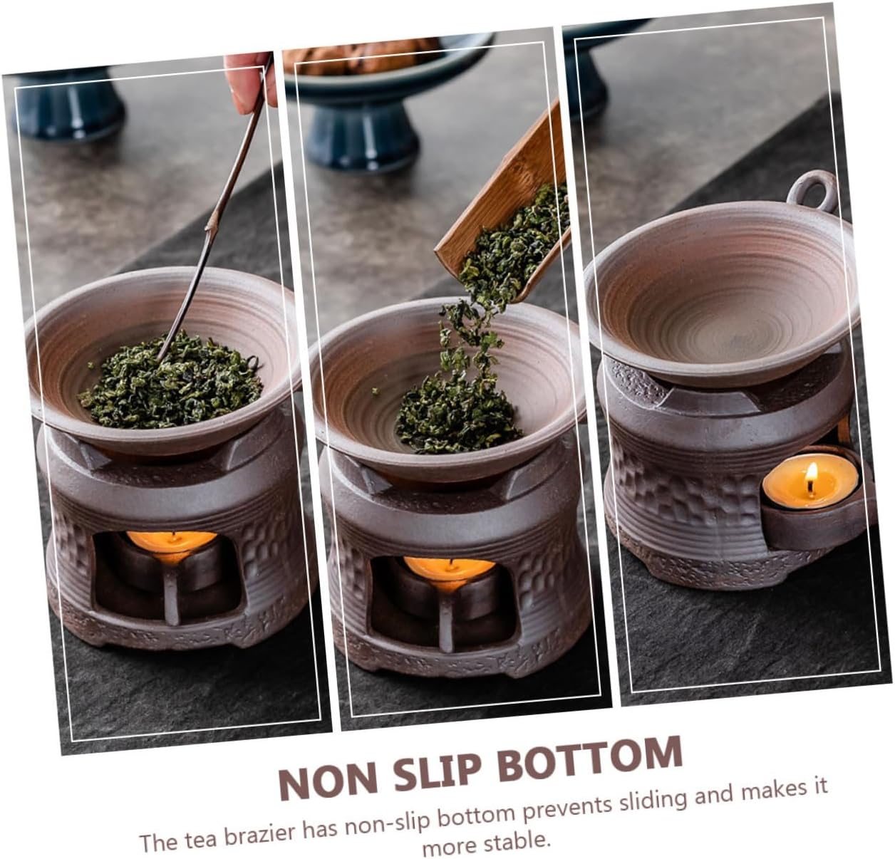 VOSAREA 1set Ceramic Tea Warmer Stove Roasting Tea Pot Holder Teapot Tray Candle Base for Lovers