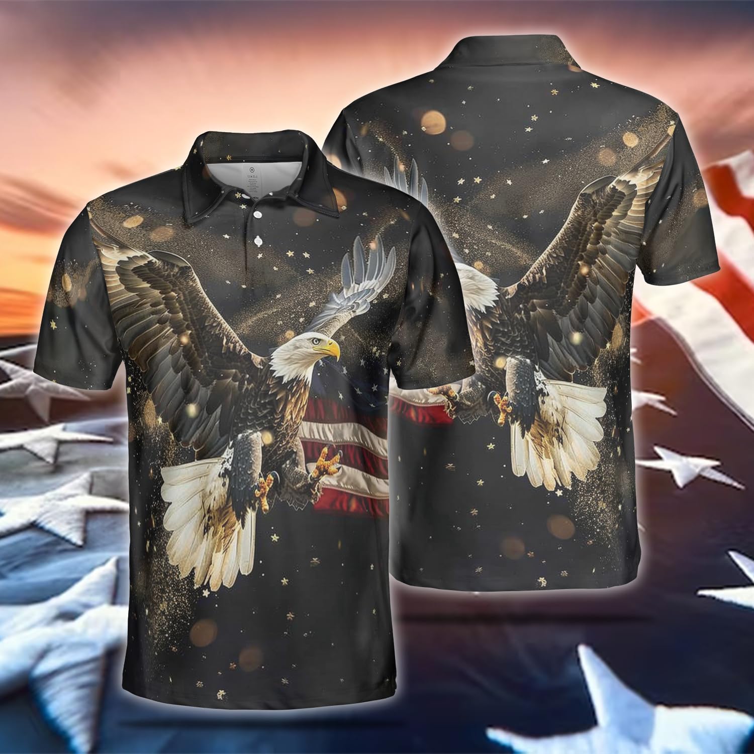 Happy Independence Polo Shirts for Men - US Flag Short Sleeve Regular Fit Golf Shirts for Men Series 51