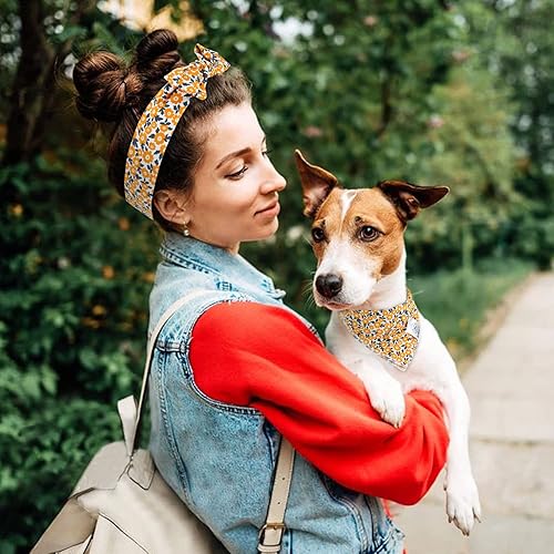 Miniatura 9 de Pañuelos para perros y coleteros a juego para niños, pañuelos, bufanda con diadema para el pelo, para perros pequeños, dueño de cachorros, traje de