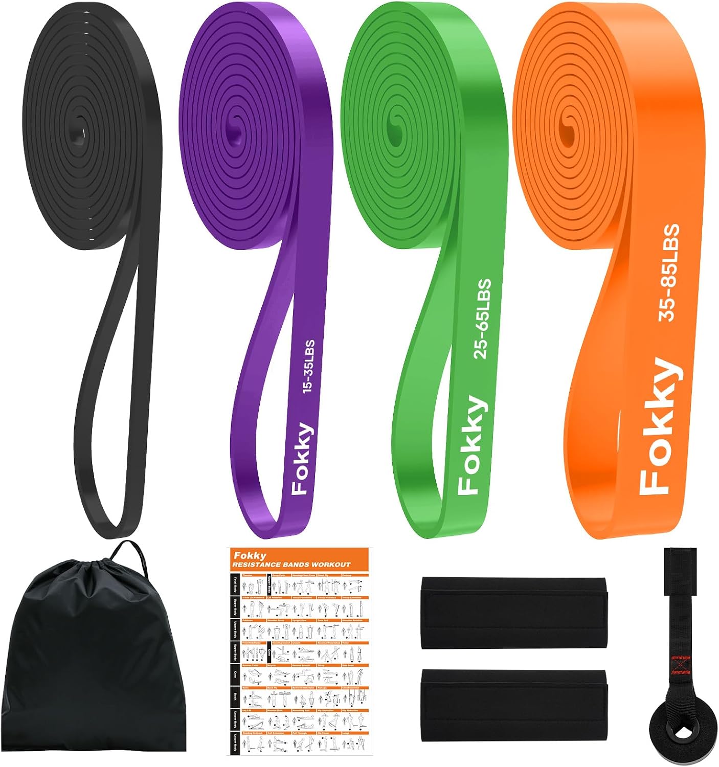 Fokky Set Élastique Musculation 4 Niveaux avec Ancrage Rangement Portable