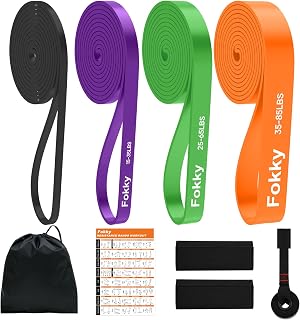 Fokky Gomas Elasticas Musculacion, 4 Niveles Bandas Elasticas Musculacion, Cintas Elasticas Musculacion con Anclaje de Puerta y Protectores para Fitness, Gimnasio y Entrenamiento de Fuerza