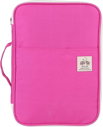 Carpeta de archivos A4 para documentos, organizador de cartera A4, cuaderno de computadora, estuche con cremallera (rojo rosa)