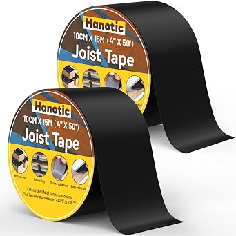 Joist Tape for Decking 4'' X 50', 2 Rolls Waterproof Butyl Tape