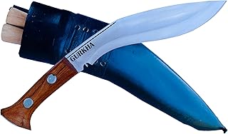 Gurkha WW II Kukri Knife 10.5 IN Fixed Blade World War II Historic Khukuri Full Tang With 2 Small Knives & Black Leather Sheath Hand-Hammered In Nepal