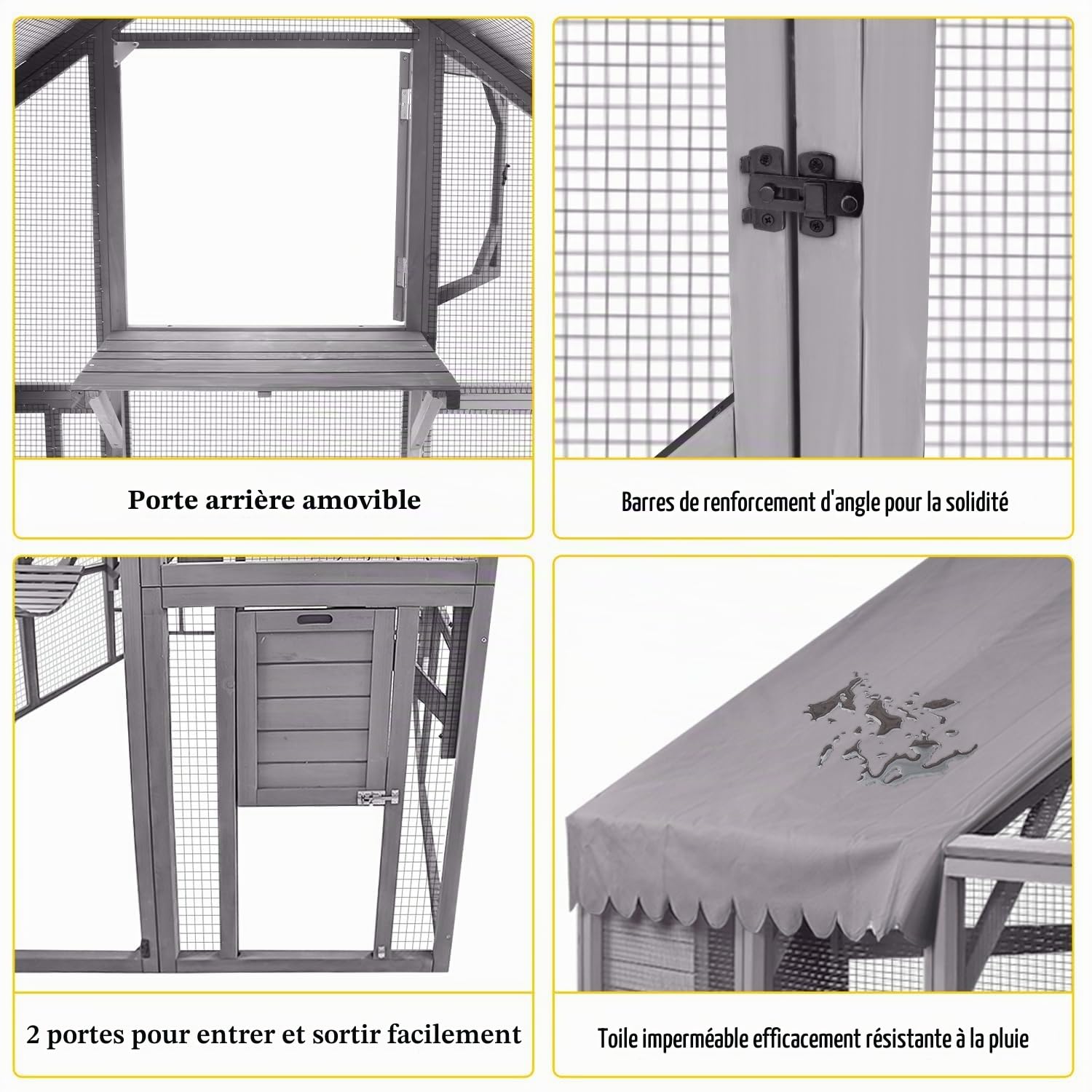 X-Zone Catio - Enclos d'extérieur pour plusieurs chats - En bois - Pour l'extérieur - Condon pour chat - Résistant aux intempéries