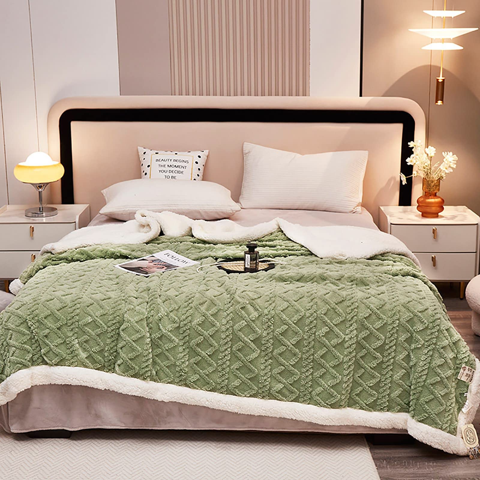 Winter Thick Bed Blanket,Double-Sided Velvet Quilt Thickened Warm Autumn Spring Plush Comforter Core, Super Warm tafu+lamb's Velvet Quilt,Comfortable and Breathable A,200 * 230CM-2.4KG
