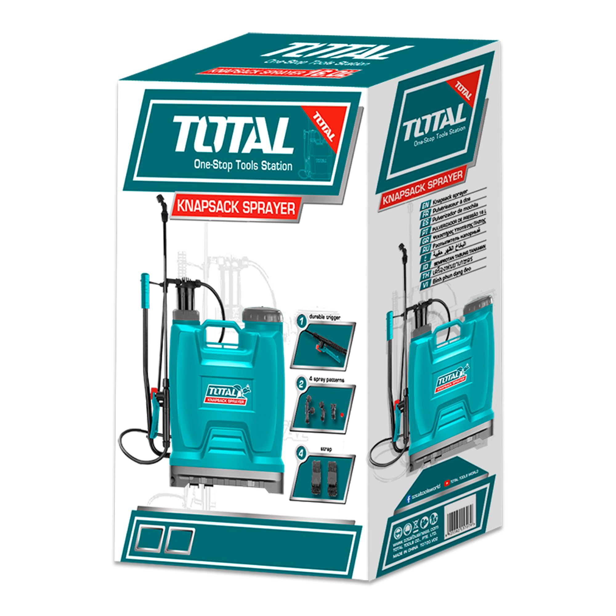 Total – Pulvérisateur à Pression - Pulvérisateur Dorsal - Haute Pression 4,5 Bar; Utilisation Confortable - 16 litres - Lance en Fibre de Verre - Non spécifié