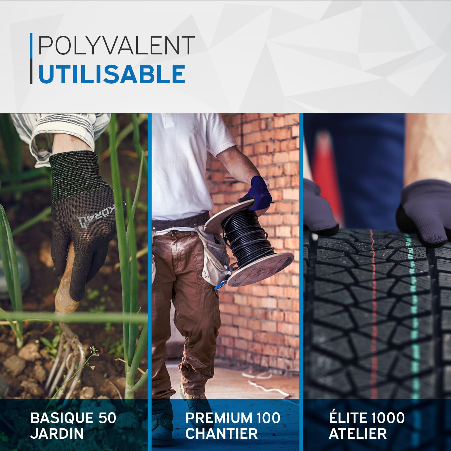 kör4u Elite Lot de 140 paires de gants de travail respirants et enduits, adaptés comme gants de protection, gants de jardinage pour femmes et mécaniciens, revêtement en nitrile de qualité supérieure,