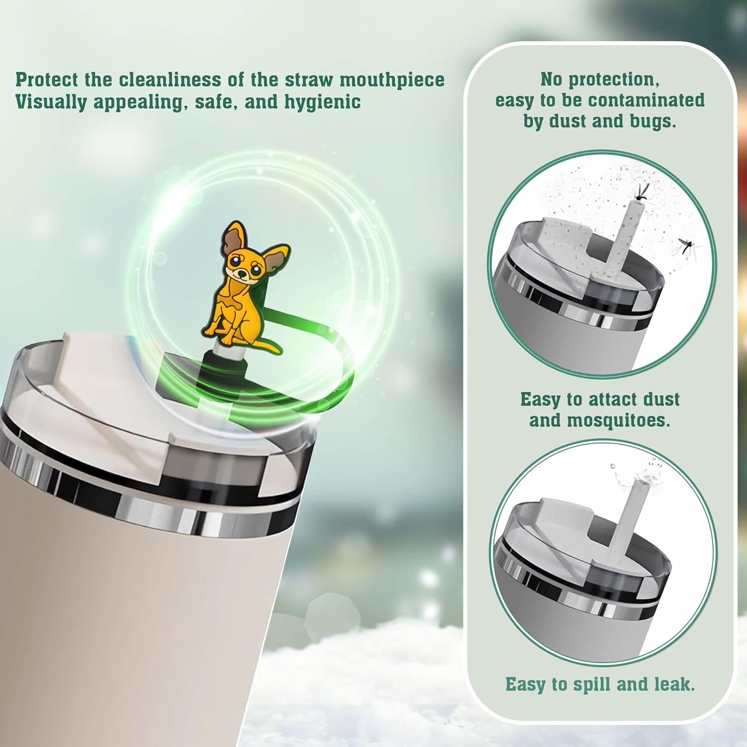 Chihuahua Straw Topper, 10mm (0.4in) Cute Dog Straw Topper, Covers for Stanley Cup - Chihuahua Accessories, Decor, Stuff, Things, Birthday Decoration, Gifts for Lovers, Women, Kids, Girls - Image 4