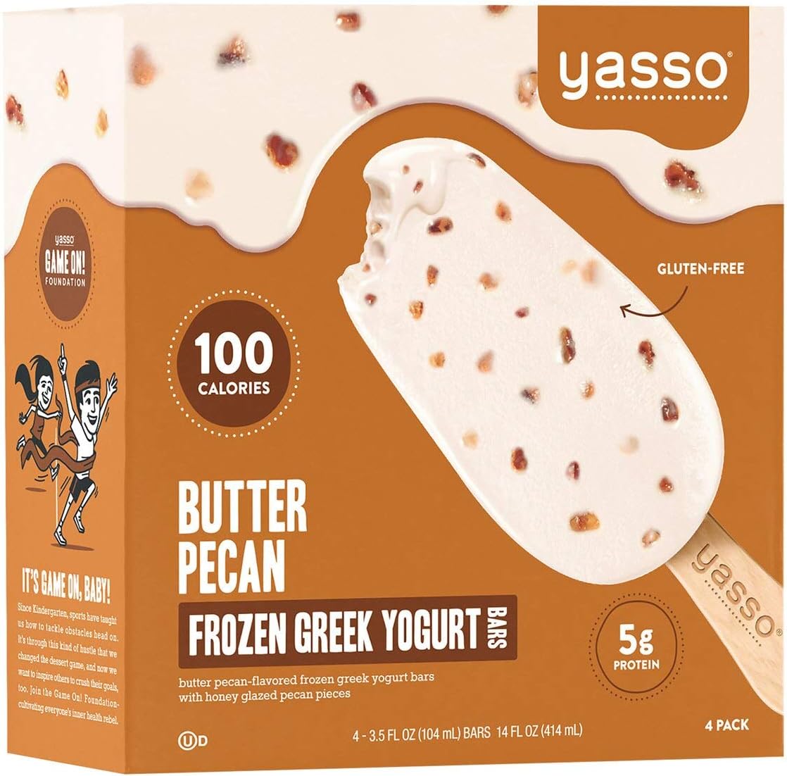 Yasso Frozen Greek Yogurt Bars Butter Pecan, 4-Count Box (Case of 8)