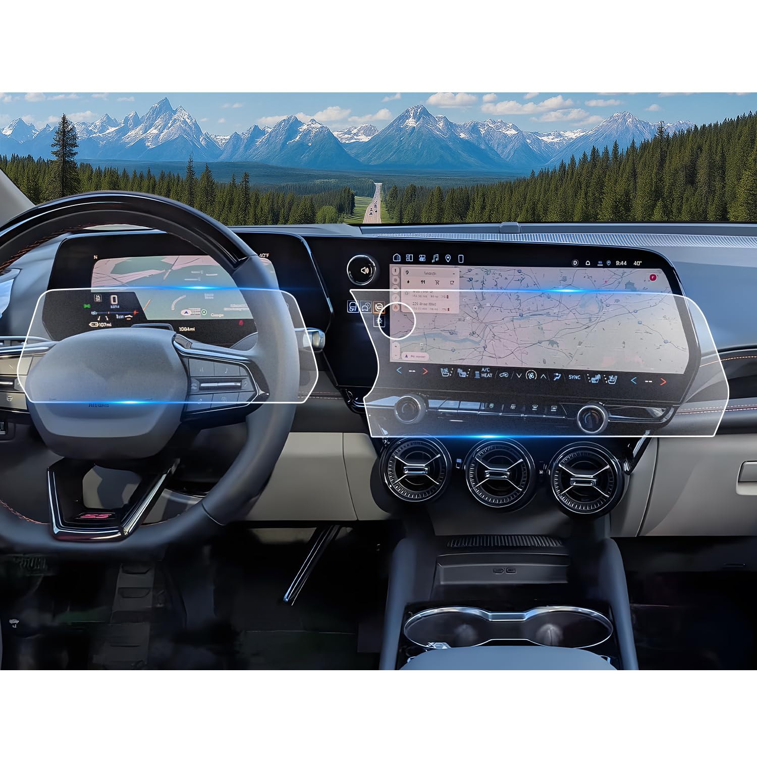 CDEFG 2Pcs Anti-Glare Matte for 2026 Chevy Blazer EV Screen Protector, Tempered Glass for Chevy Blazer EV 2024-2026 (17.7" Navi+11" Dash) (LT/RS/SS) Accessories, 9H Screen Cover Anti-Fingerprint