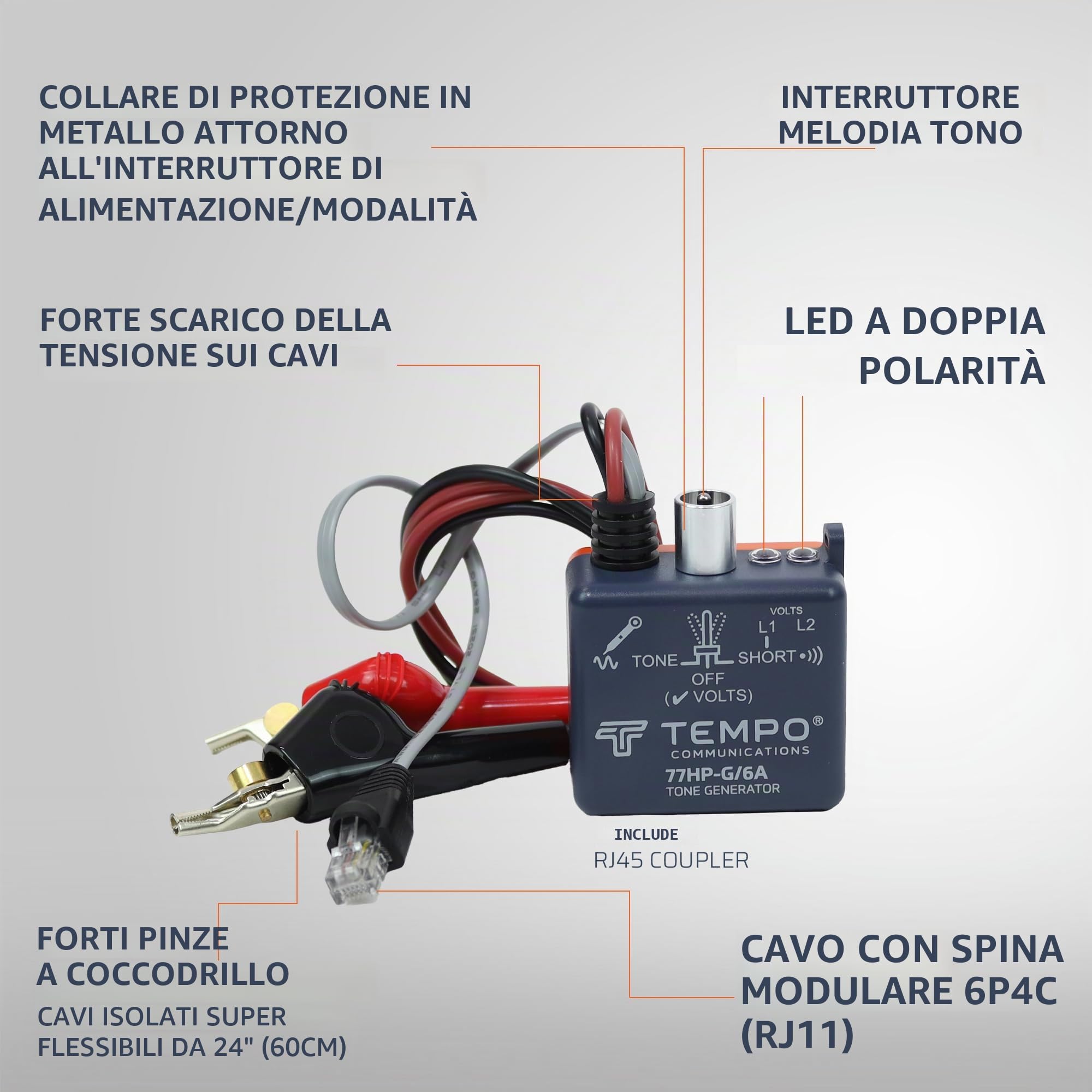 Tempo Communications 701K-G - Kit professionale per la tracciatura dei cavi, Sonda Passacavi Elettrica