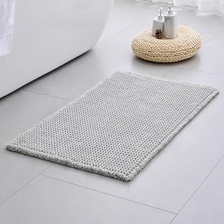 Disolla Waffle Bath Mat, 36x24 Absorbent Waffle Bathroom Rug, Grey