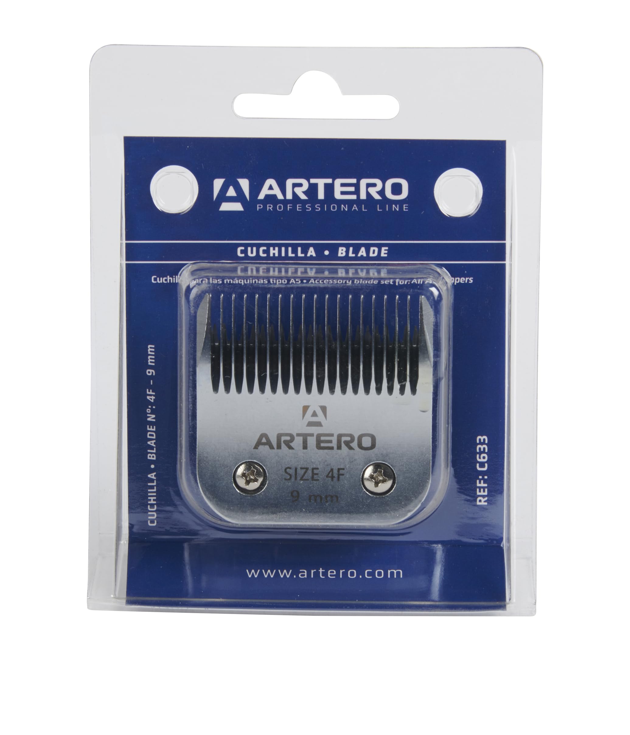 ARTERO Cuchilla A5. Compatible con Las Marcas, Andis, Moser, Heiniger, Oster, Aesculap Modelo Fav5 y Fav5 (Nº 4F - 9mm)