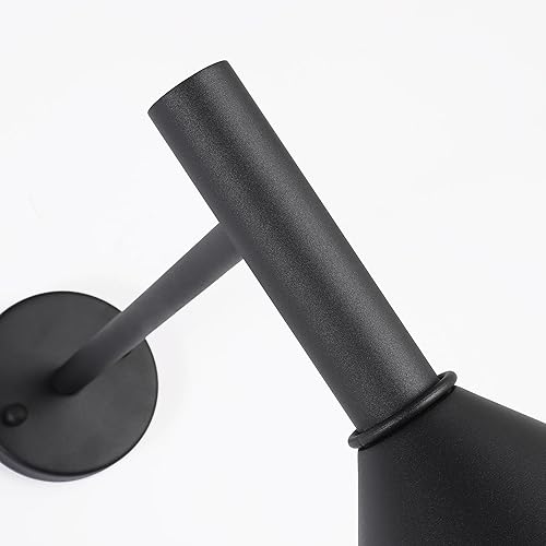 Miniatura 8 de Lámpara de granero de cuello de cisne negro satinado de 19 pulgadas con brazo de extensión largo de 15 pulgadas, aplique de pared de granja,