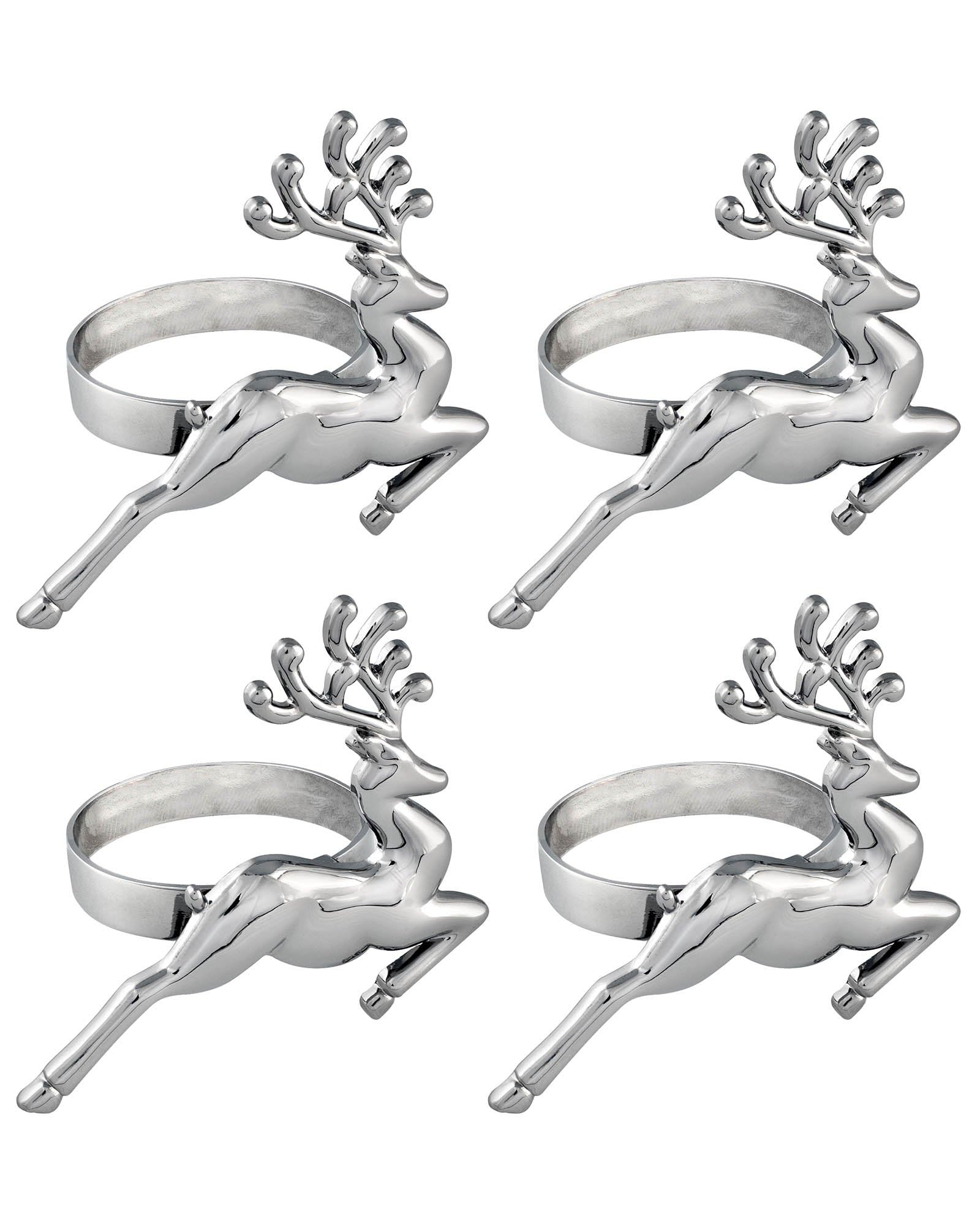 WeRChristmas Set of 4 Reindeer Napkin Holders, Multi-Colour, 7cm
