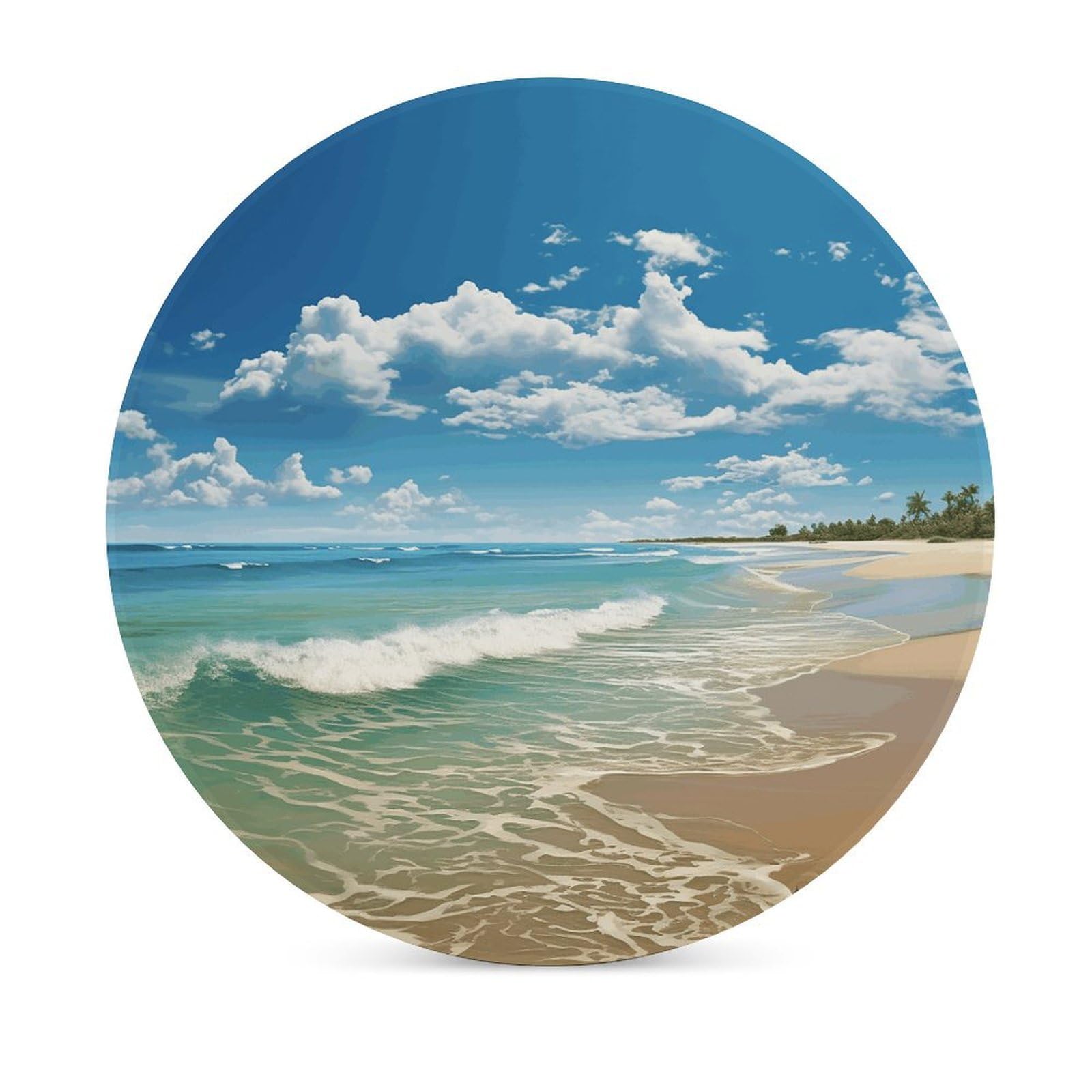Sandy Beach podstawki pod napoje z uchwytem na stolik kawowy, ceramiczna podstawka z podstawą korkową, ceramiczna podstawka do mrożonych zimnych lub gorących napojów, 10 cm
