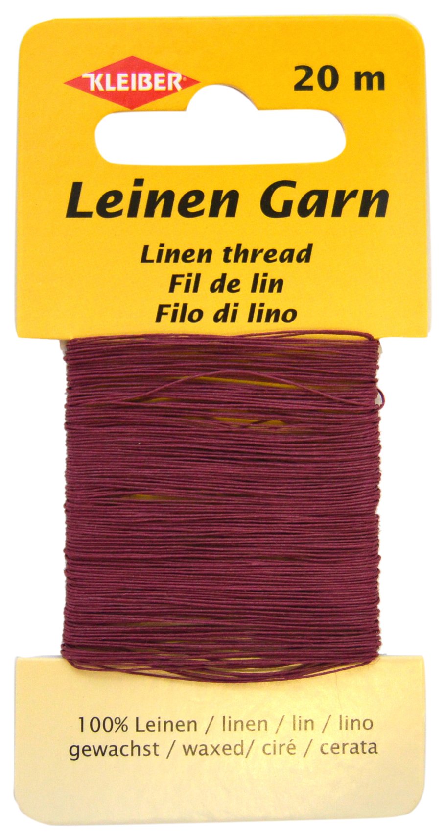 Kleiber Extra Strong Linen Thread, Burgundy – Heavy Duty Sewing Thread for Buttons, Leather, and Upholstery, 11.8x6.2x0.4 cm