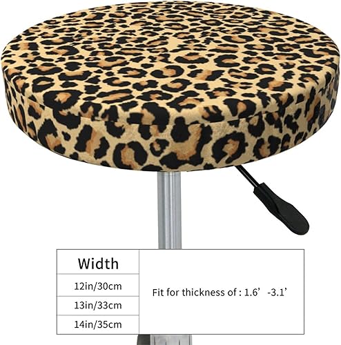 Miniatura 4 de Funda de taburete de bar con estampado de leopardo, cojín redondo con parte inferior elástica, lavable y antideslizante, para taburete de bar, funda