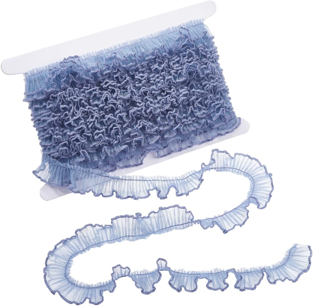 GORGECRAFT 10 Yards 2cm Pleated Mesh Fabric Ruffled Fringe Lace Trim Ribbon Embroidered Tulle Edging Trimmings for Sewing DIY Crafts Cuff Embellishments Home Curtain Decoration White