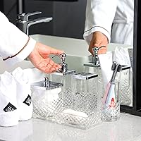 Vista 2 de Juego completo de accesorios de baño de cristal, juego completo de accesorios de baño de 5 piezas, incluye dispensador de loción, jabonera, soporte