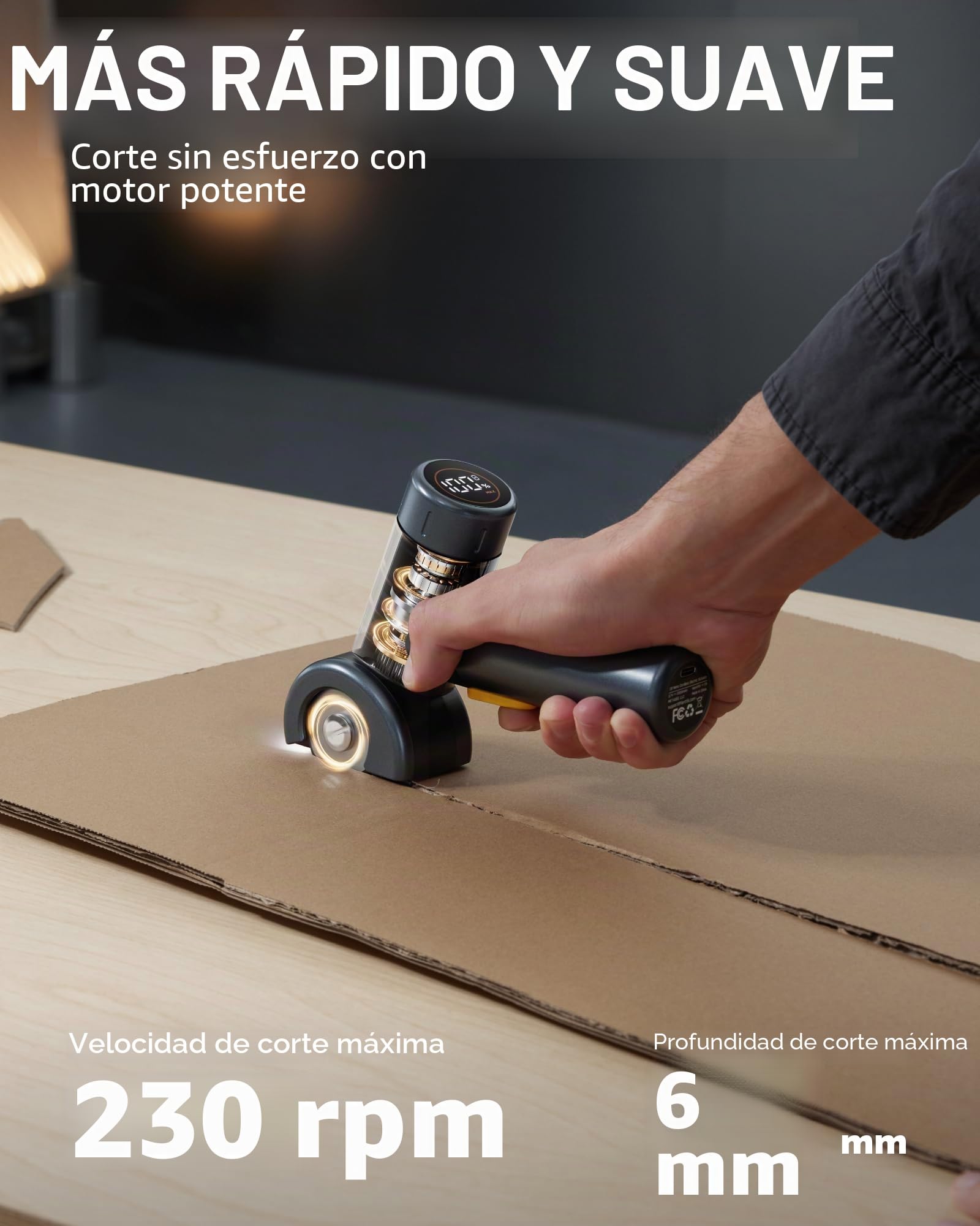 Fanttik C8 Tijeras Eléctricas Inalámbricas Con Pantalla LED,Tijera Electrica Cortador de Cartón, luz LED, Para Caja de Cartón Fina, Alfombra de Cuero Plástico Planta en Maceta