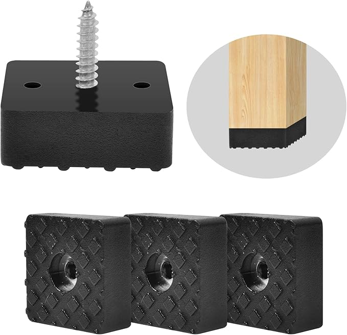 Black furniture feet square rubber feet foot caps for garden chairs