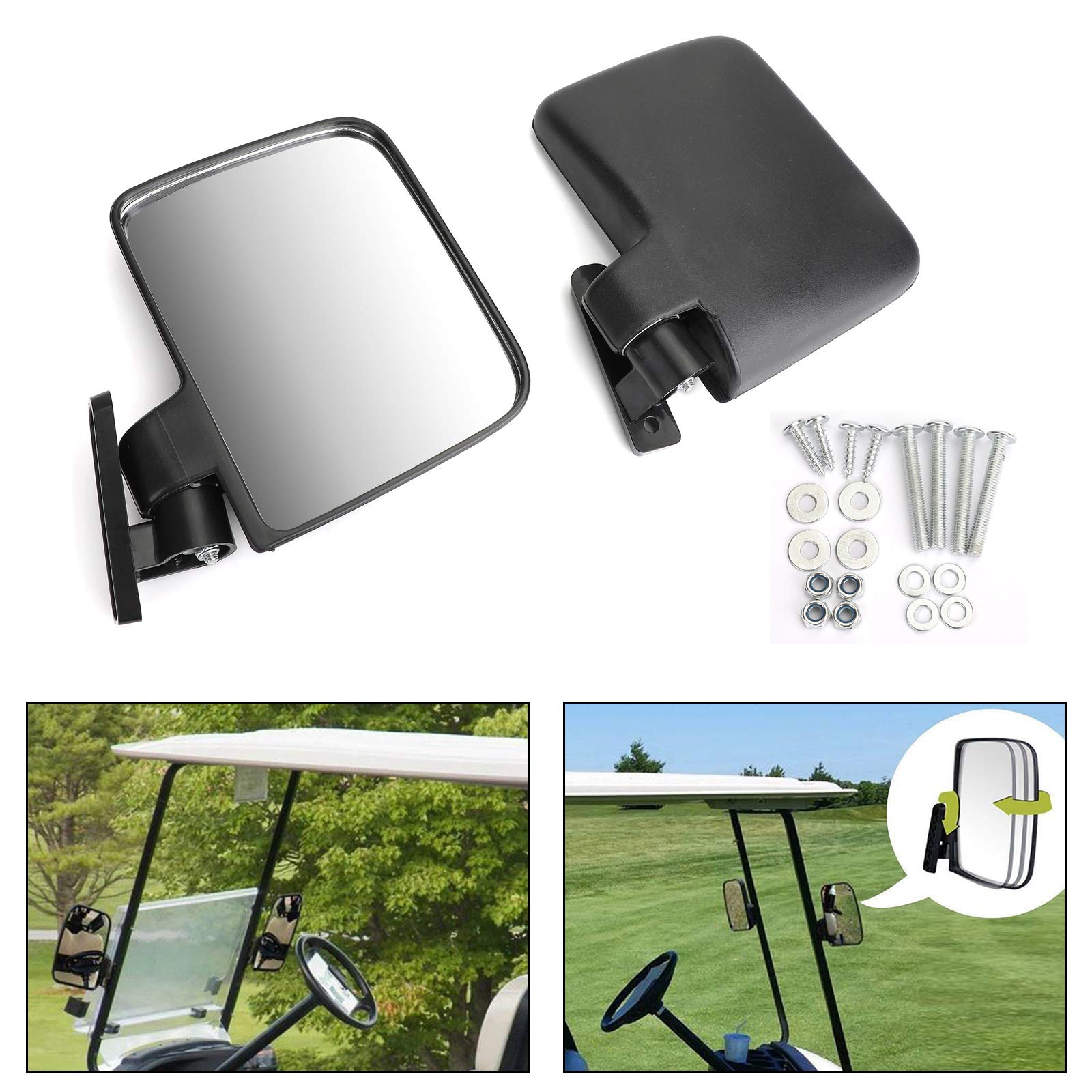 Topteng 1 Paire de rétroviseurs latéraux de voiturette de Golf rétroviseur pour Voiture de Club pour EZ-GO pour Yamaha Golf Carts
