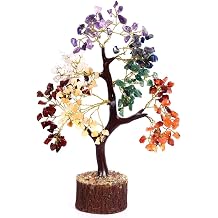 Sharvgun Natural Healing Gemstone Crystal Bonsai Fortune Money Tree for Good Luck Wealth & Prosperity Spiritual Gift Size 10-12 Inch Seven Chakra Golden Wire