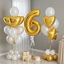 Rozi Decoration 32" Inch Number Foil Balloon Helium Quality -(Pack of one Unit) (Gold-6) gallery image