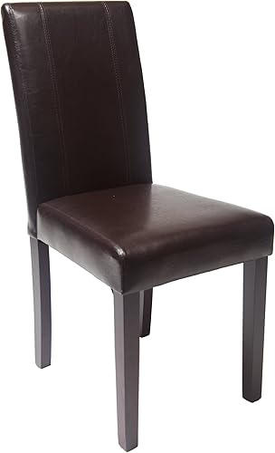 Miniatura 5 de Roundhill Furniture C020BR Urban Style Solid Wood Leatherette Padded Parson Chair, Brown, Set of 2 Marrón,Negro -,Blanco sucio,Rojo -