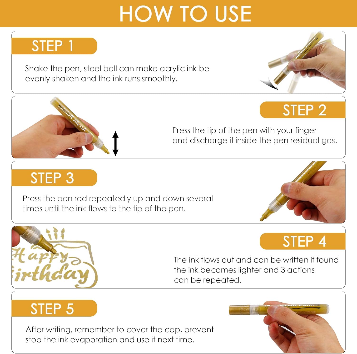 Buy Myartool Gold Paint Pen Gold Acrylic Paint Pen For Rock Painting Stone Ceramic Glass Wood Canvas Paper Metal Plastic Mugs Set Of 12 Gold Acrylic Paint Markers Water Based Medium Tips