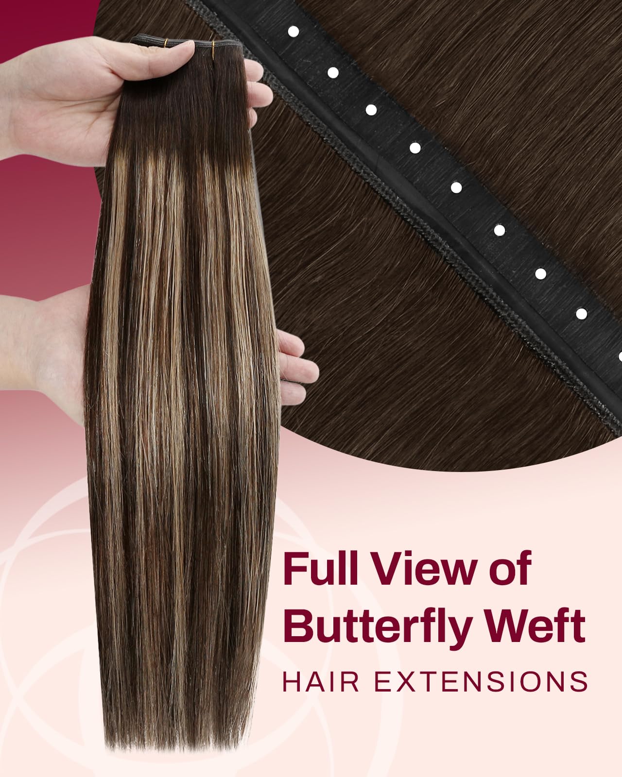 Moresoo Weft Hair Extensions Real Human Hair Medium Brown Highlighted Platinum Blonde Sew in Human Hair Extensions Brown to Blonde Full Head Remy Straight 18 Inch 100g/Pack #P6/60 — view 77